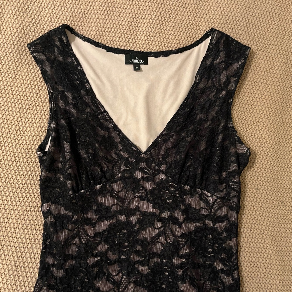 Mica Pink and Black Lace Dress